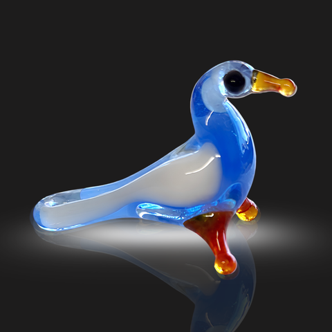 Light Blue Bird Figurine, Mini Glass Murano Quality Lampworking Glass Figurine, Hand Made In Ukraine, A Great Addition To Your Collection