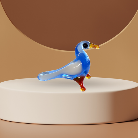 Light Blue Bird Figurine, Mini Glass Murano Quality Lampworking Glass Figurine, Hand Made In Ukraine, A Great Addition To Your Collection