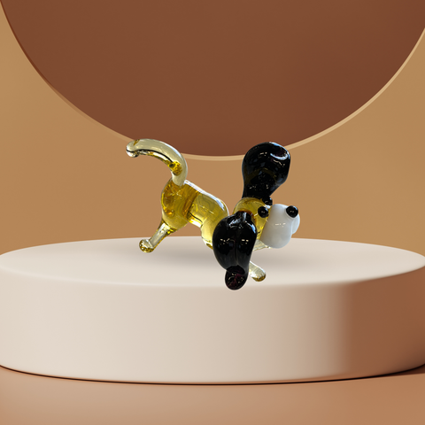 Amber Dog Figurine, Mini Glass Murano Quality Lampworking Glass Figurine, Hand Made In Ukraine, A Great Addition To Your Collection
