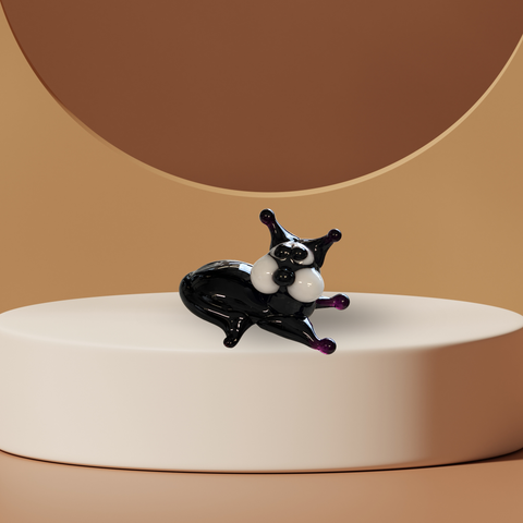 Black Sitting Cat Figurine, Mini Glass Murano Quality Lampworking Glass Figurine, Hand Made In Ukraine, A Great Addition To Your Collection