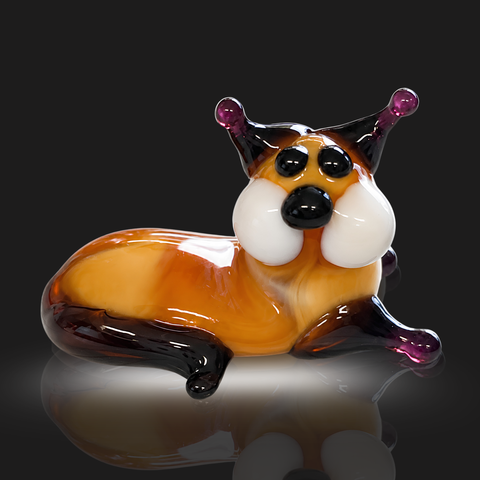 Brown Sitting Cat Figurine, Mini Glass Murano Quality Lampworking Glass Figurine, Hand Made In Ukraine, A Great Addition To Your Collection