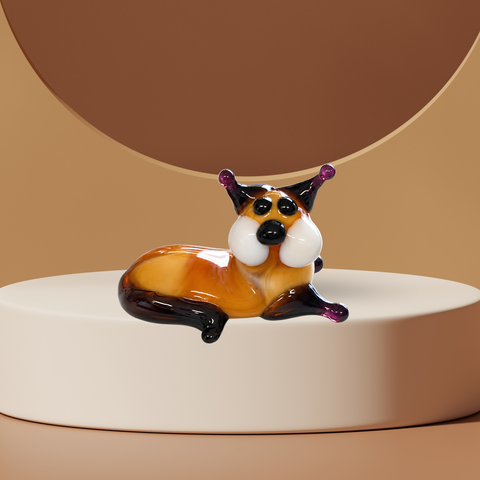Brown Sitting Cat Figurine, Mini Glass Murano Quality Lampworking Glass Figurine, Hand Made In Ukraine, A Great Addition To Your Collection