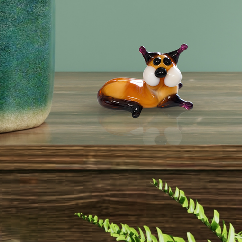 Brown Sitting Cat Figurine, Mini Glass Murano Quality Lampworking Glass Figurine, Hand Made In Ukraine, A Great Addition To Your Collection
