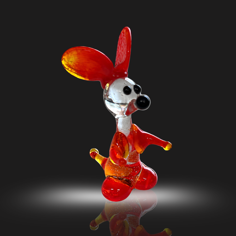 Red Glass Standing Mouse Figurine, Mini Glass Murano Quality Lampworking Glass Figurine, Hand Made In Ukraine, A Great Addition To Your Collection