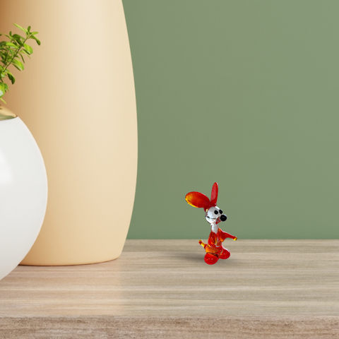 Red Glass Standing Mouse Figurine, Mini Glass Murano Quality Lampworking Glass Figurine, Hand Made In Ukraine, A Great Addition To Your Collection