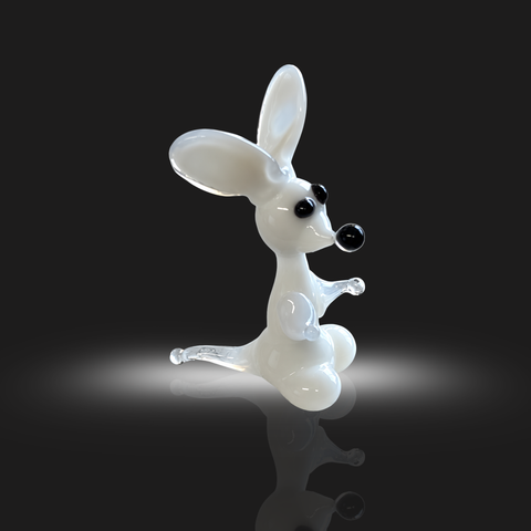 White Glass Standing Mouse Figurine, Mini Glass Murano Quality Lampworking Glass Figurine, Hand Made In Ukraine, A Great Addition To Your Collection