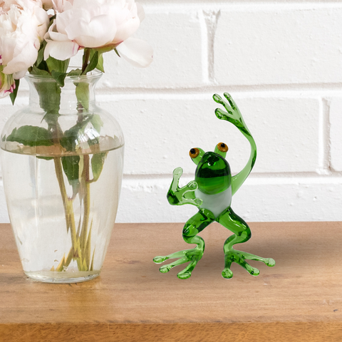 Glass Frog Standing Figurine, Collectible Glass Frog, Murano Quality Gift At A Fraction Of The Price, Handcrafted In Ukraine