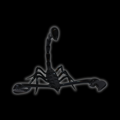 Black Glass Scorpion Figurine, Handmade Murano Quality Design - Large