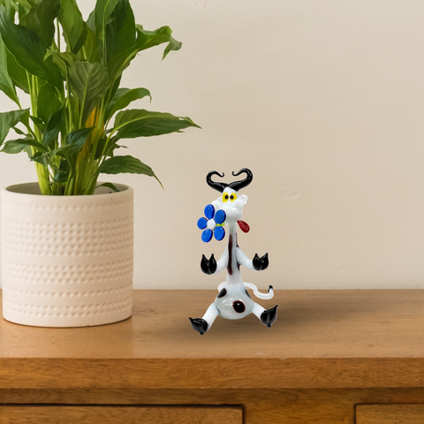 Glass Cow Sitting Figurine, Collectible Glass Cow, Murano Quality Gift At A Fraction Of The Price, Handcrafted In Ukraine
