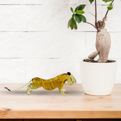 Tiger Glass Figurine, Hand Made in Ukraine Using Traditional Lampworking Technique, Murano Quality, Gift at a Fraction of a Cost