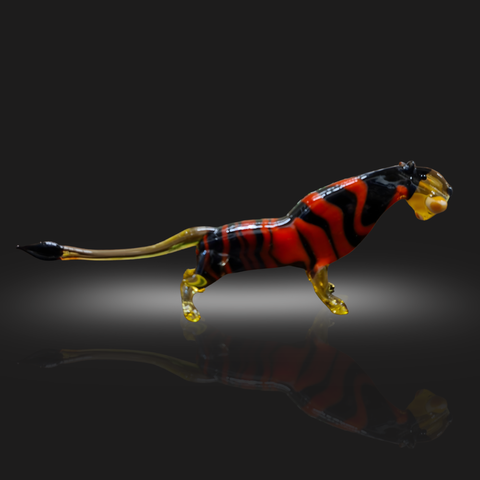 Tiger Glass Figurine, Hand Made in Ukraine Using Traditional Lampworking Technique, Murano Quality, Gift at a Fraction of a Cost