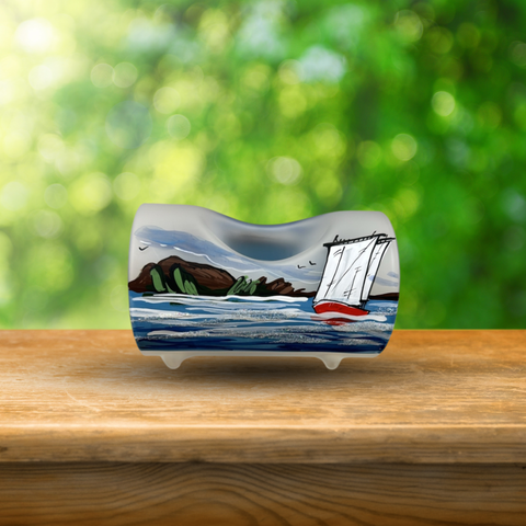 Frosted Glass Single Candle Holder, Hand Crafted in Ukraine, Light House, Wonderful Year Round