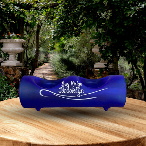 Blue Glass Double Candle Holder, Hand Crafted in Ukraine, Bay Ridge Brooklyn Design, Wonderful Year Round