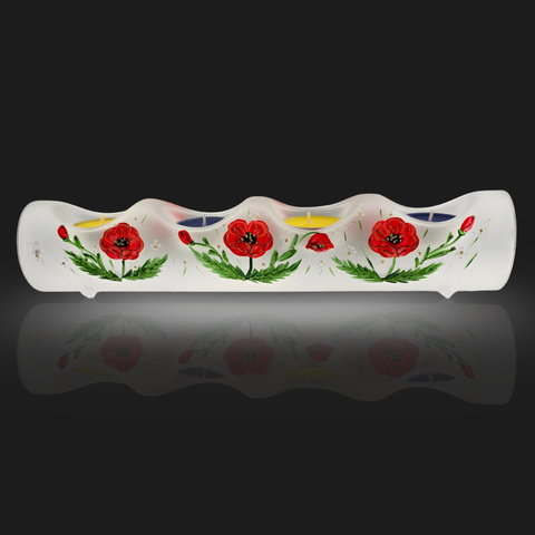 Frosted Glass Quadruple Candle Holder - Poppy Yule Log