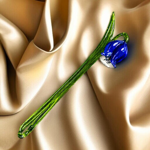 Blue Glass Bell, Handcrafted Glass Flower, Hand Made In Ukraine Using Murano Quality Glass, Great Gift For Flower Lovers, 6 Inch Bellflower