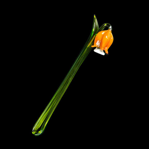 Orange Glass Bell, Handcrafted Glass Flower, Hand Made In Ukraine Using Murano Quality Glass, Great Gift For Flower Lovers, 6 Inch Bellflower