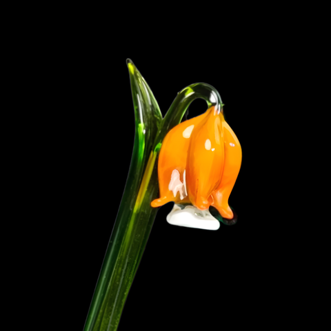 Orange Glass Bell, Handcrafted Glass Flower, Hand Made In Ukraine Using Murano Quality Glass, Great Gift For Flower Lovers, 6 Inch Bellflower