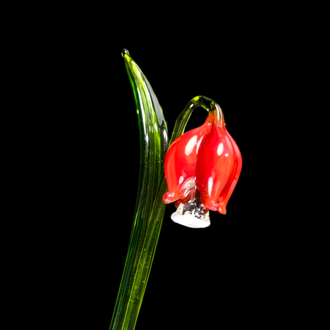 Red Glass Bell, Handcrafted Glass Flower, Hand Made In Ukraine Using Murano Quality Glass, Great Gift For Flower Lovers, 6 Inch Bellflower