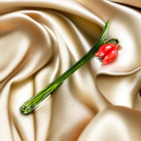 Red Glass Bell, Handcrafted Glass Flower, Hand Made In Ukraine Using Murano Quality Glass, Great Gift For Flower Lovers, 6 Inch Bellflower