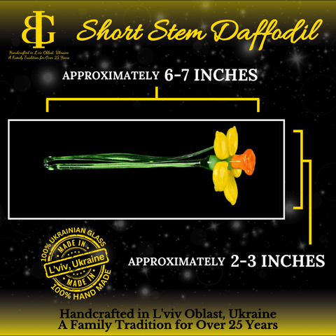 Blue Glass Daffodil - Handcrafted Short Stem Flower