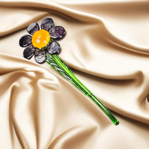 Purple Glass Daisy, Handcrafted Glass Flower, Hand Made In Ukraine Using Murano Quality Glass, Great Gift For Flower Lovers, 6 Inch Daisy
