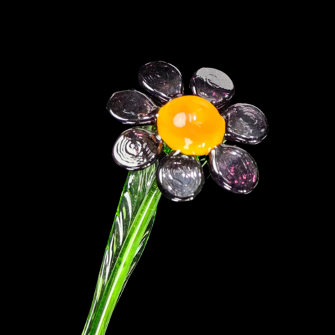 Purple Glass Daisy, Handcrafted Glass Flower, Hand Made In Ukraine Using Murano Quality Glass, Great Gift For Flower Lovers, 6 Inch Daisy