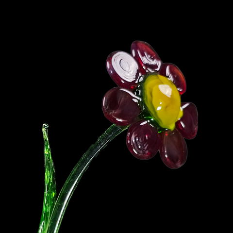 Red Glass Daisy, Handcrafted Glass Flower, Hand Made In Ukraine Using Murano Quality Glass, Great Gift For Flower Lovers, 6 Inch Daisy