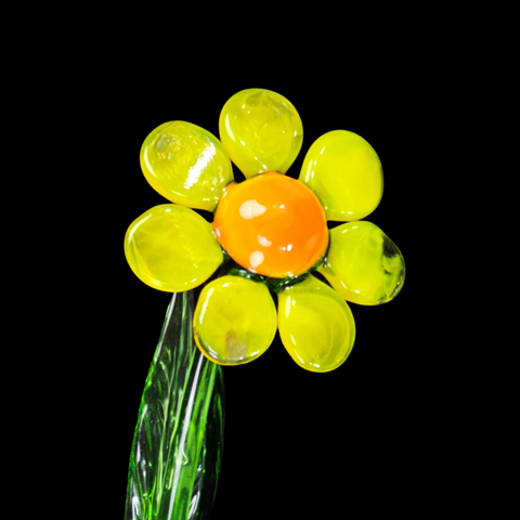 Yellow Glass Daisy, Handcrafted Glass Flower, Hand Made In Ukraine Using Murano Quality Glass, Great Gift For Flower Lovers, 6 Inch Daisy