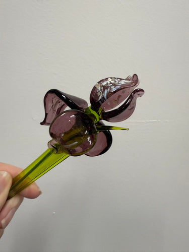 Purple Glass Iris, Handcrafted Glass Flower, Hand Made In Ukraine Using Murano Quality Glass, Great Gift For Flower Lovers, 6 Inch Iris