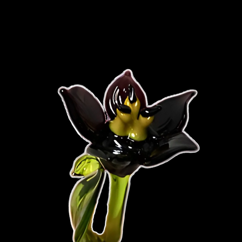 Black Glass Lily, Handcrafted Glass Flower, Hand Made In Ukraine Using Murano Quality Glass, Great Gift For Flower Lovers, 6 Inch Lily
