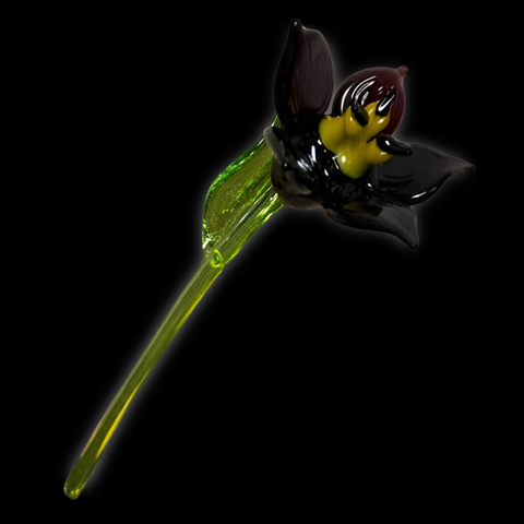Black Glass Lily, Handcrafted Glass Flower, Hand Made In Ukraine Using Murano Quality Glass, Great Gift For Flower Lovers, 6 Inch Lily