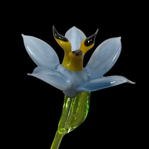 Light Blue Glass Lily, Handcrafted Glass Flower, Hand Made In Ukraine Using Murano Quality Glass, Great Gift For Flower Lovers, 6 Inch Lily