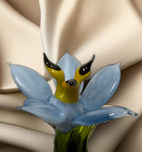 Light Blue Glass Lily, Handcrafted Glass Flower, Hand Made In Ukraine Using Murano Quality Glass, Great Gift For Flower Lovers, 6 Inch Lily