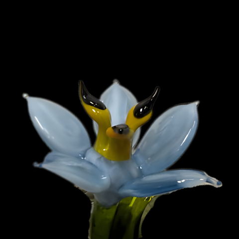 Light Blue Glass Lily, Handcrafted Glass Flower, Hand Made In Ukraine Using Murano Quality Glass, Great Gift For Flower Lovers, 6 Inch Lily