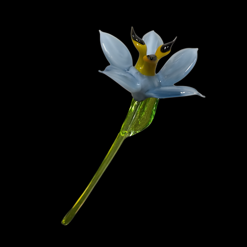 Light Blue Glass Lily, Handcrafted Glass Flower, Hand Made In Ukraine Using Murano Quality Glass, Great Gift For Flower Lovers, 6 Inch Lily