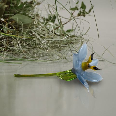 Light Blue Glass Lily, Handcrafted Glass Flower, Hand Made In Ukraine Using Murano Quality Glass, Great Gift For Flower Lovers, 6 Inch Lily