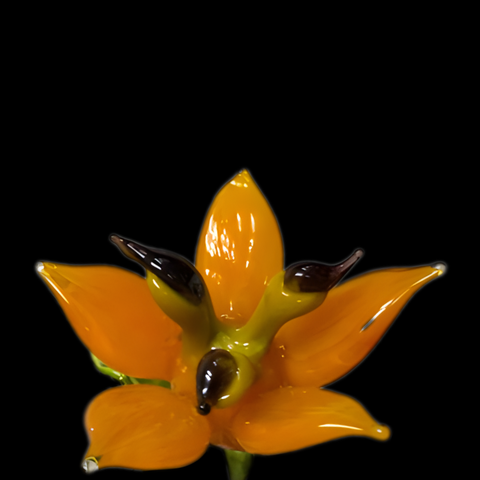 Orange Glass Lily, Handcrafted Glass Flower, Hand Made In Ukraine Using Murano Quality Glass, Great Gift For Flower Lovers, 6 Inch Lily