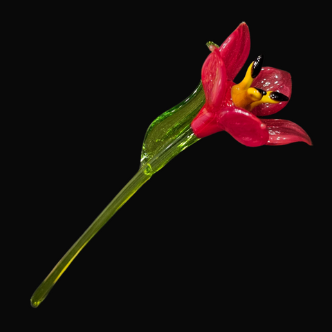 Red Glass Lily, Handcrafted Glass Flower, Hand Made In Ukraine Using Murano Quality Glass, Great Gift For Flower Lovers, 6 Inch Lily