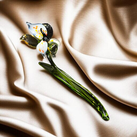 Amber Glass Orchid, Handcrafted Glass Flower, Hand Made In Ukraine Using Murano Quality Glass, Great Gift For Flower Lovers, 6 Inch Orchid