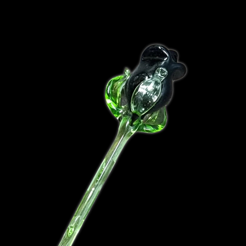 Black Glass Rose, Handcrafted Glass Flower, Hand Made In Ukraine Using Murano Quality Glass, Great Gift For Flower Lovers, 6 Inch Rose