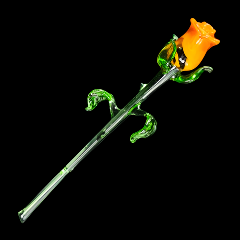 Orange Glass Rose, Handcrafted Glass Flower, Hand Made In Ukraine Using Murano Quality Glass, Great Gift For Flower Lovers, 6 Inch Rose