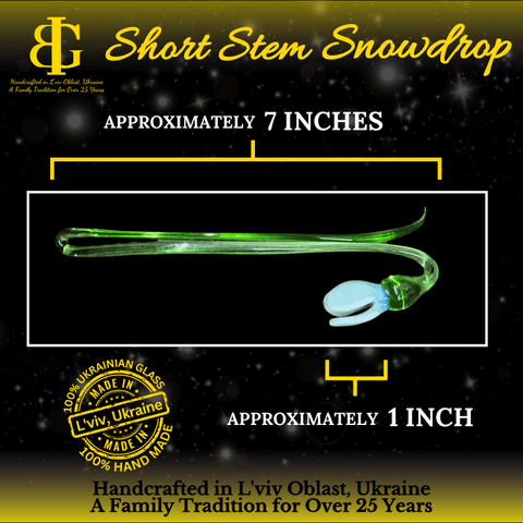 White Glass Snow Drop - Handcrafted Short Stem Flower