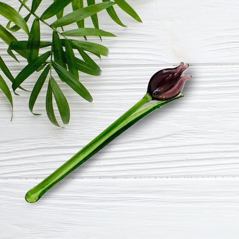Purple Glass Tulip, Handcrafted Glass Flower, Hand Made In Ukraine Using Murano Quality Glass, Great Gift For Flower Lovers, 6 Inches Tulip