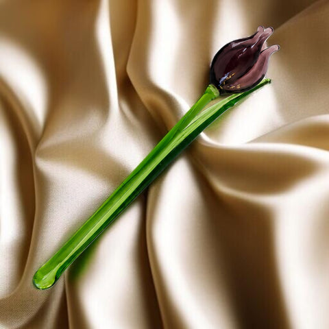 Purple Glass Tulip, Handcrafted Glass Flower, Hand Made In Ukraine Using Murano Quality Glass, Great Gift For Flower Lovers, 6 Inches Tulip