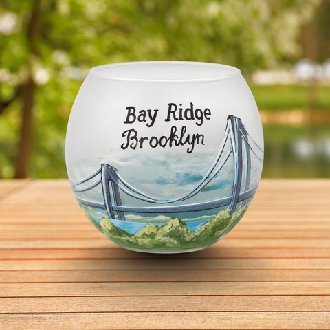 Medium Frosted Glass Candle Holder, Hand Crafted in Ukraine, Bay Ridge Brooklyn Design, Wonderful Year Round