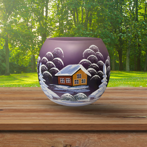Purple Ombre Glass Candle Holder, Hand Crafted in Ukraine, Brown Cabin Winter Wonderland, Wonderful Year Round