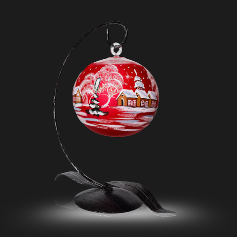 Red Glass Terrarium Candle Holder, Hand Crafted in Ukraine, Brown Cathedral Winter Wonderland, Wonderful Year Round