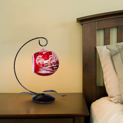 Red Glass Terrarium Candle Holder, Hand Crafted in Ukraine, Brown Cathedral Winter Wonderland, Wonderful Year Round
