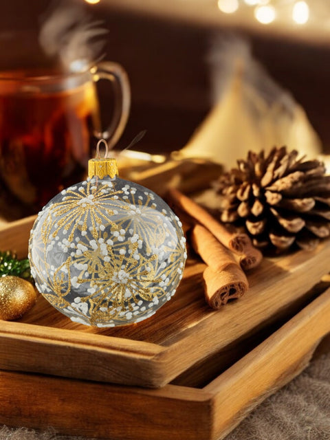 Clear Blown Glass Ornament - Handcrafted - Dandelion Design