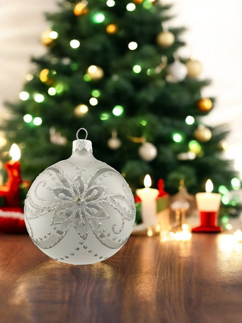 Frosted Blown Glass Ornament - Handcrafted - Modern Design